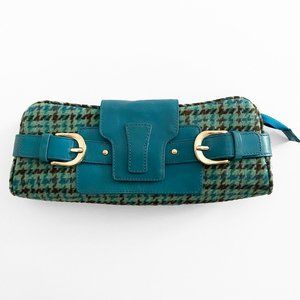 NEW! Wool and leather Teal Clutch